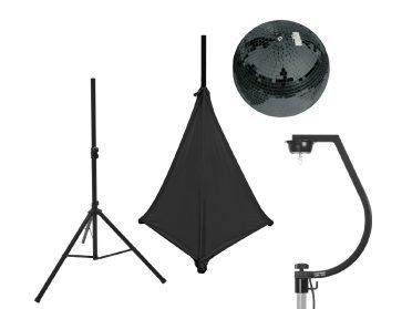 EUROLITE Set Mirror ball 30cm black with stand and tripod cover black