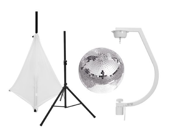 EUROLITE Set Mirror ball 30cm with stand and tripod cover white