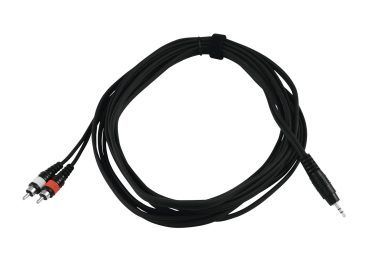 OMNITRONIC Adaptercable 3.5 Jack/2xRCA 3m bk