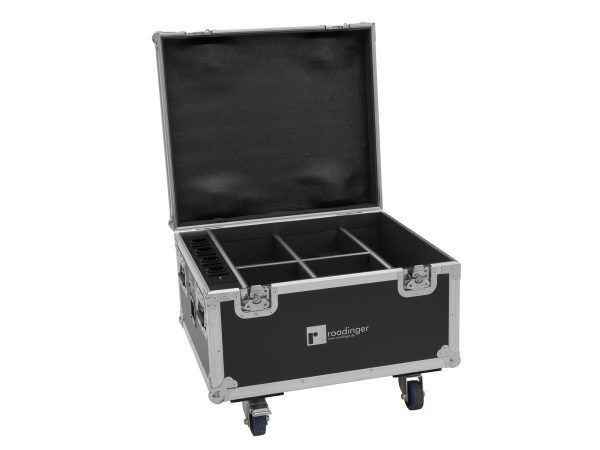 ROADINGER Flightcase 4x AKKU IP PAR 7 QCL WDMX with charging function