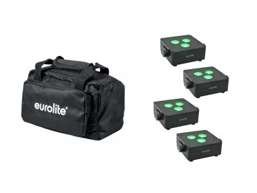 Akkumulátoros LED spot csomag EUROLITE Set 4x AKKU IP Flat Light 3 bk + Soft-Bag
