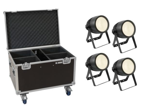 színházi spotlámpa melegfehér EUROLITE Set 4x LED Theatre COB 200 WW + Case with wheels