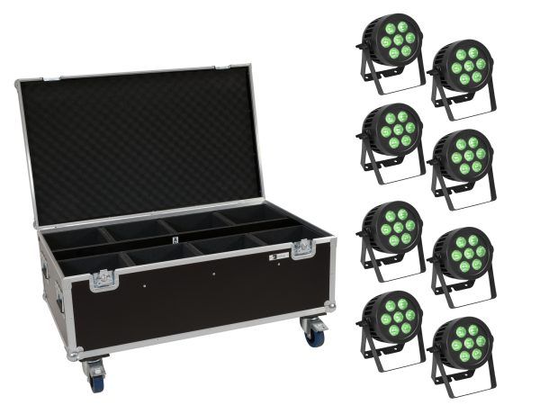 reflektor PAR Spotlámpa szett EUROLITE Set 8x LED IP PAR 7x9W SCL Spot + Case with wheels