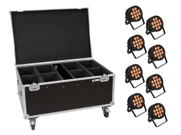 reflektor PAR Spotlámpa szett EUROLITE Set 8x LED IP PAR 12x9W SCL Spot + Case with wheels