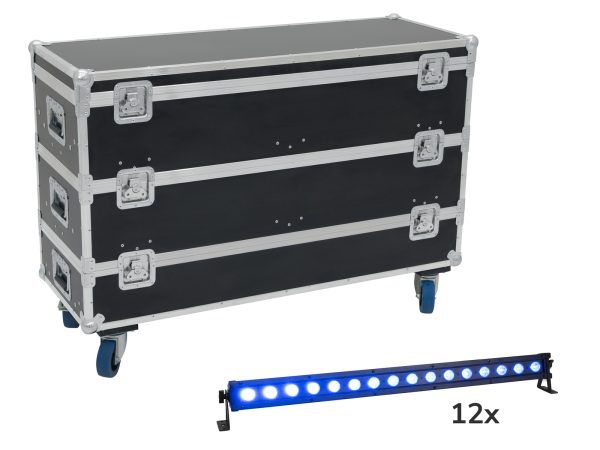 LED T-BAR fényeffekt szett EUROLITE Set 12x LED IP T-Bar 16 QCL Bar + Case with wheels