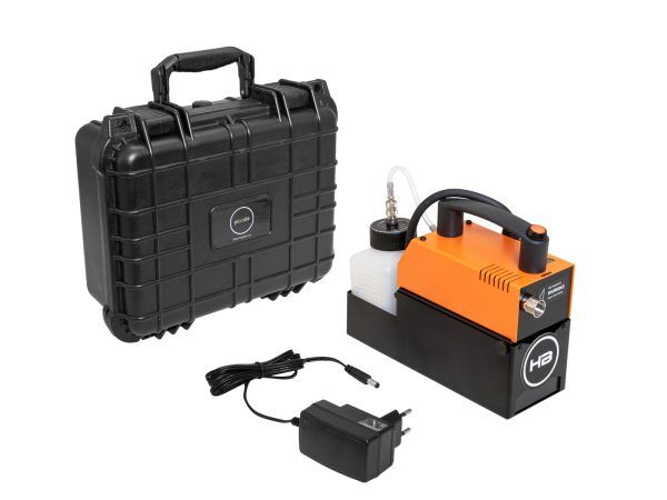 HAZEBASE akkumulátoros hordozható ködgép HAZEBASE piccola Battery-powered fog machine 12V/200W DMX