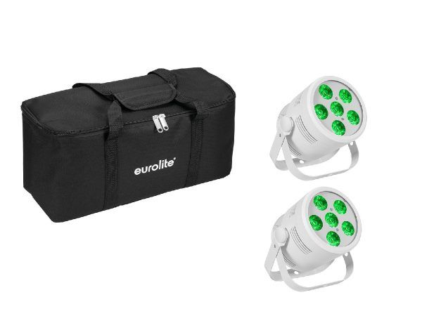 PAR spot szett EUROLITE Set 2x LED Silent Par 6 QCL Floor wh + Soft-Bag