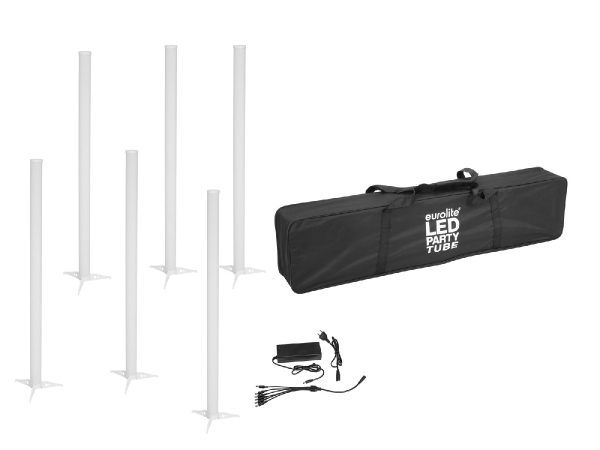 Álló fénycső RGB szett EUROLITE Set 6x AKKU LED Party Tube IR + Charger + Soft Bag