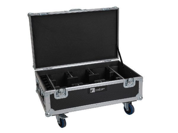 ROADINGER Flightcase 6x AKKU UP-4 QCL Spot QuickDMX MK2 with charging function and wheels