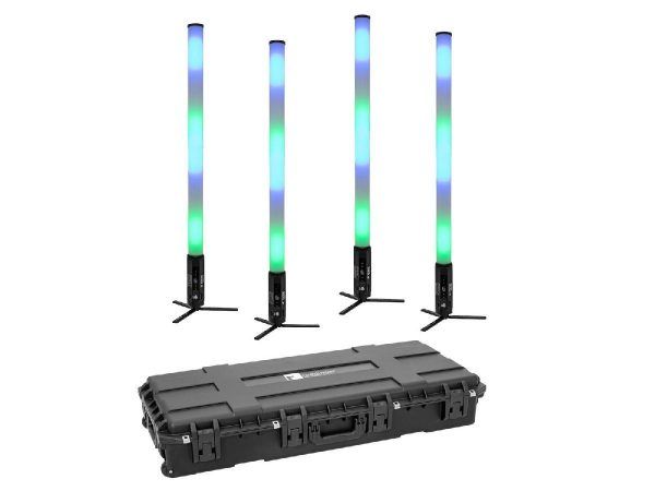 EUROLITE Set 4x AKKU IP Pixel Tube 360° PRO CRMX + Plastic case