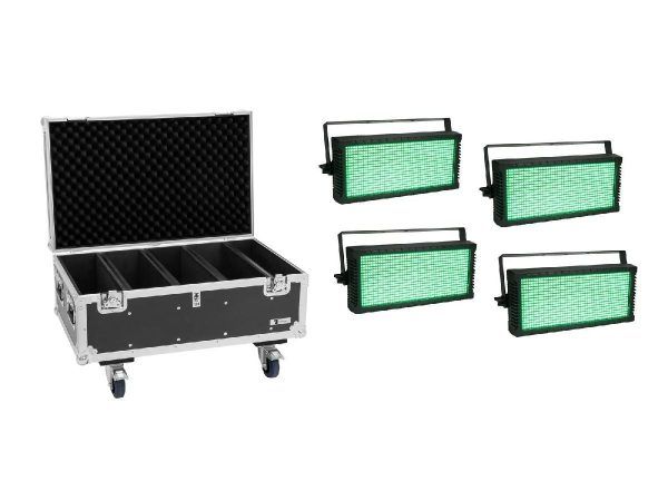 EUROLITE Set 4x LED Strobe SMD PRO 864 DMX RGB + Flightcase