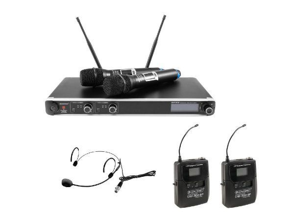 OMNITRONIC Set UHF-301 Receiver + Headset + 2x Transmitter 823-832/863-865 MHz
